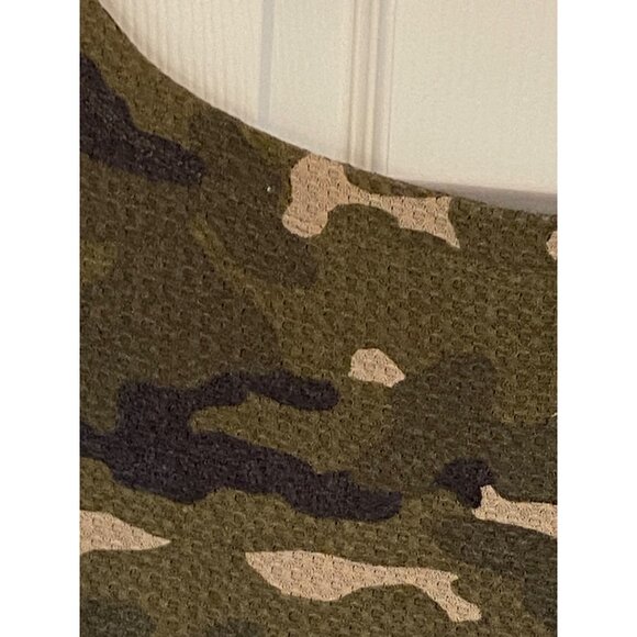 Express Camouflage Print Waffle Knit Dolman Sleeve Top For Women - Picture 8 of 16